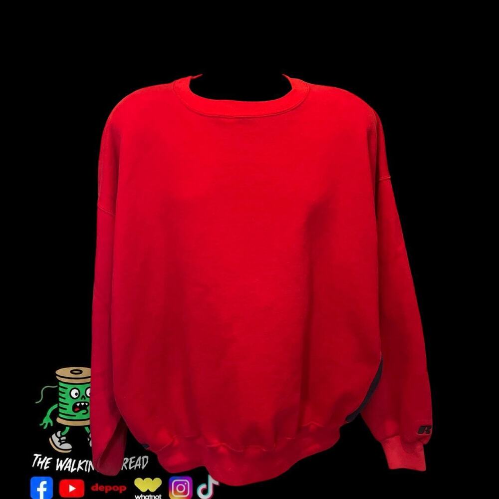 Rusell Athletic Blank Vintage Two Tone Red Black Sweatshirt 90s/00s Size 2XL